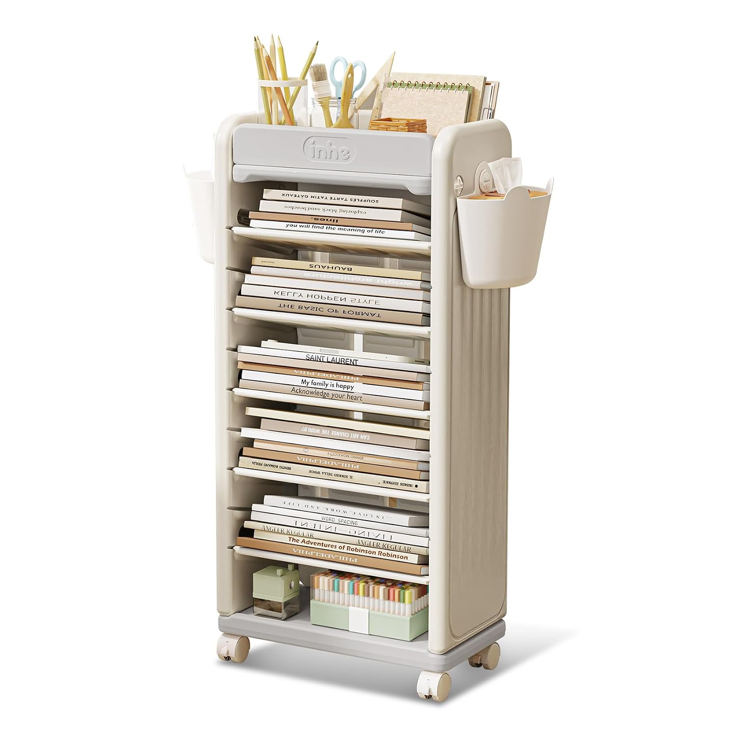 Book Cart Rolling - ® 7-poziomowy wózek na książki |