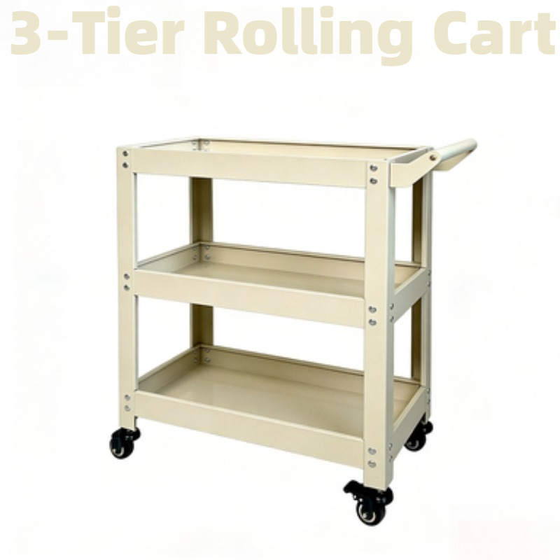 Book Cart Rolling - 3-poziomowy metalowy wózek do przechowywania, wielofunkcyjny